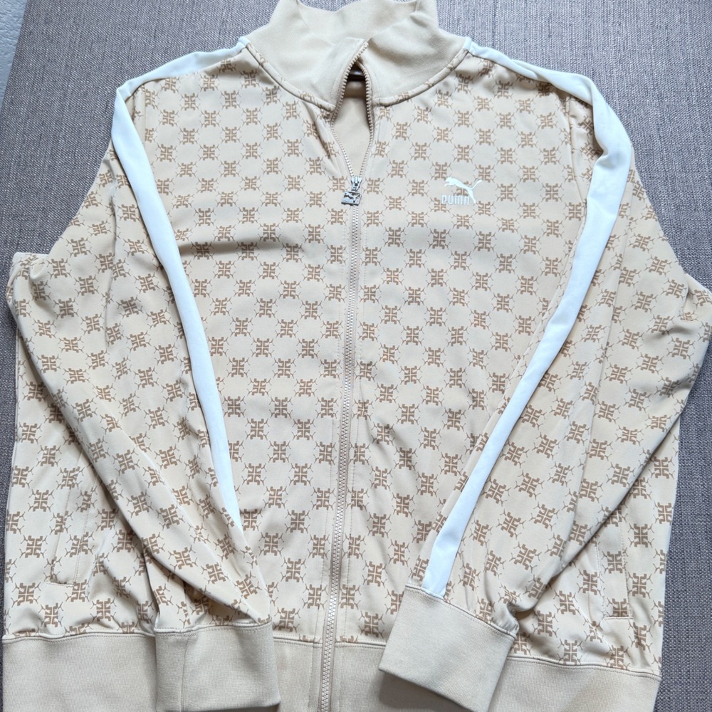 Puma Mens T7 Monogram Track Jacket Tan Brown Full Zip XXL